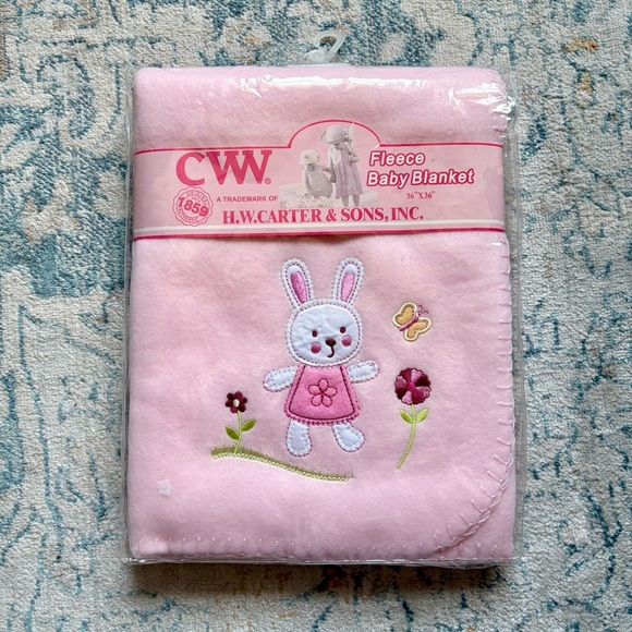 VINTAGE 90’s Carter’s Fleece Baby Blanket 36” 36” H.W Carter & Sons Crib Blanket - Picture 1 of 5